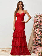Mermaid Spaghetti Strap Sleeveless Zipper Up Floor-Length Prom Dress