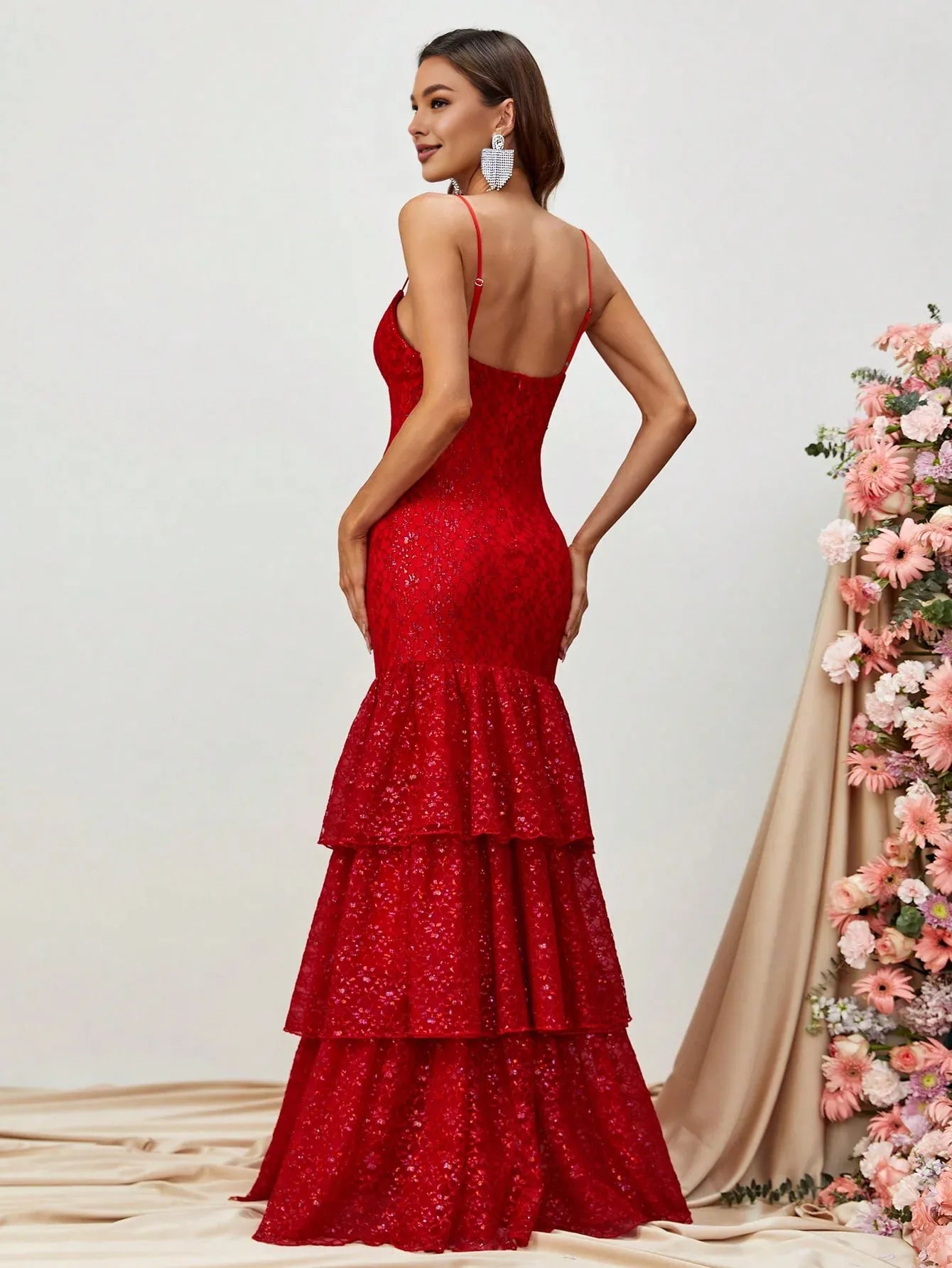 Mermaid Spaghetti Strap Sleeveless Zipper Up Floor-Length Prom Dress