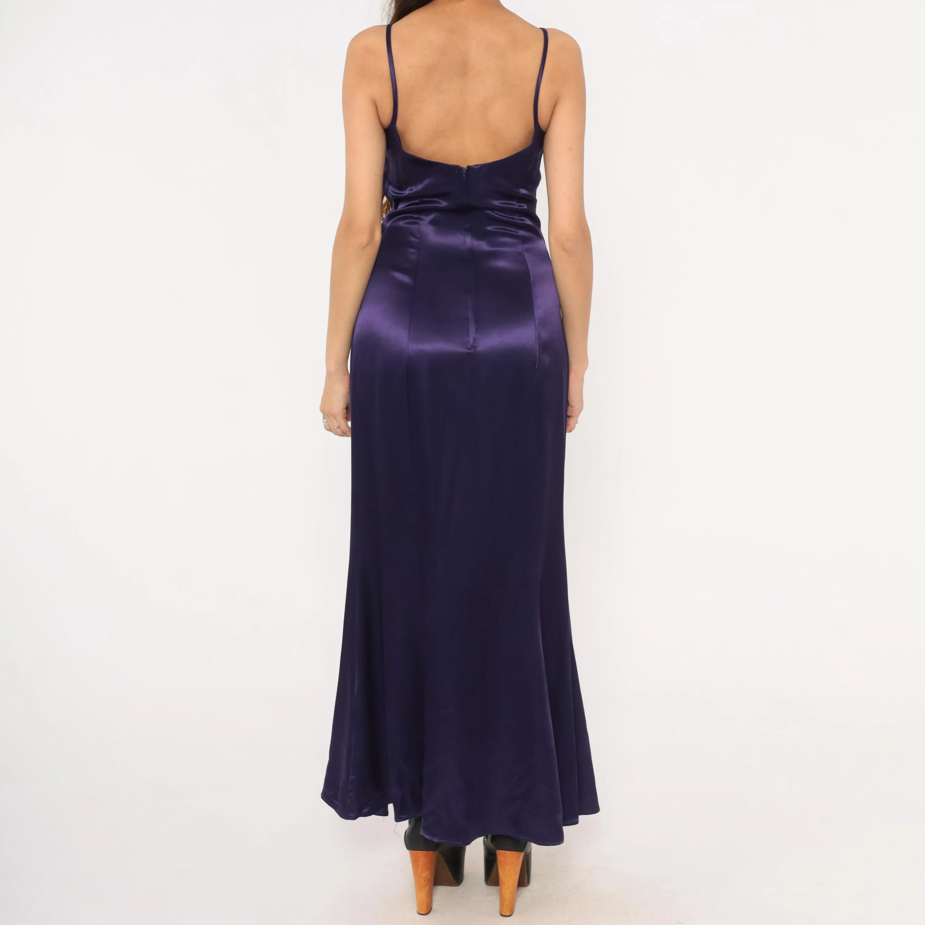Mermaid Prom Dress Satin Purple With Rhinestone Spaghetti Straps For Glamorous Prom Goers
