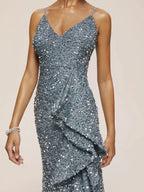 Mermaid Spaghetti Straps Sleeveless Back Zip Floor-Length Evening Dress