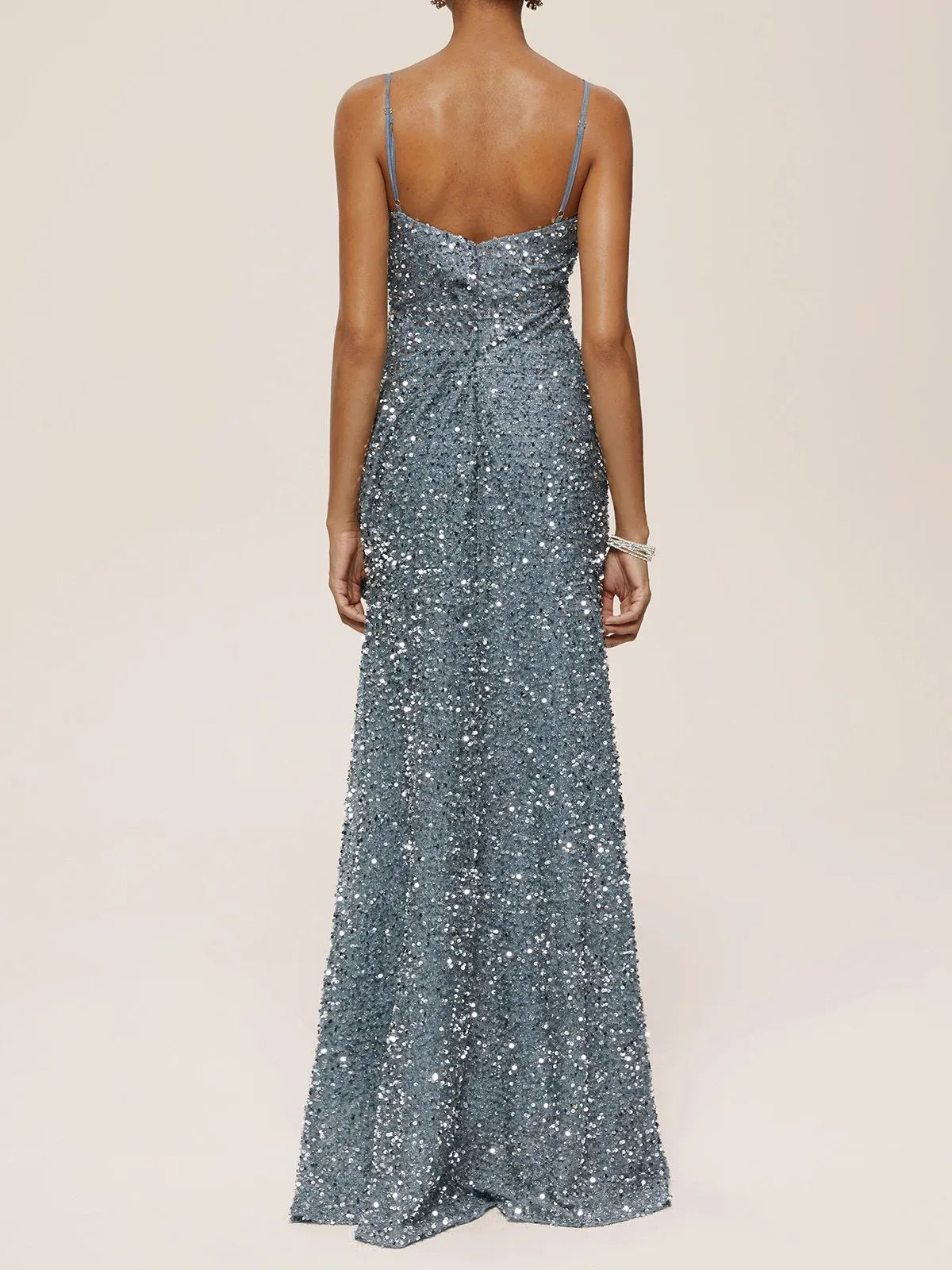 Mermaid Spaghetti Straps Sleeveless Back Zip Floor-Length Evening Dress