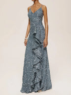 Mermaid Spaghetti Straps Sleeveless Back Zip Floor-Length Evening Dress