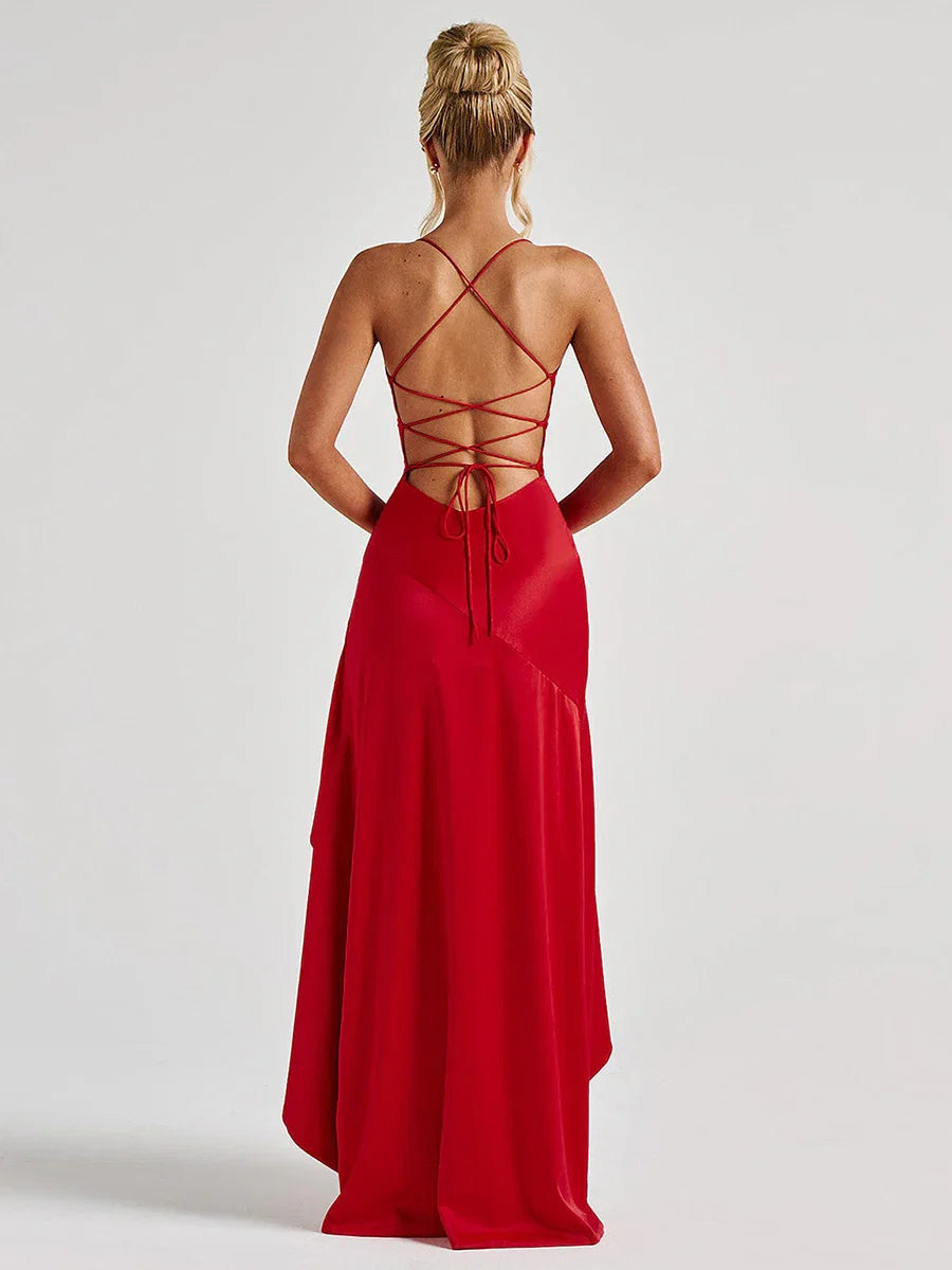 Mermaid Spaghetti Straps Sleeveless Backless Floor-Length Prom Dress