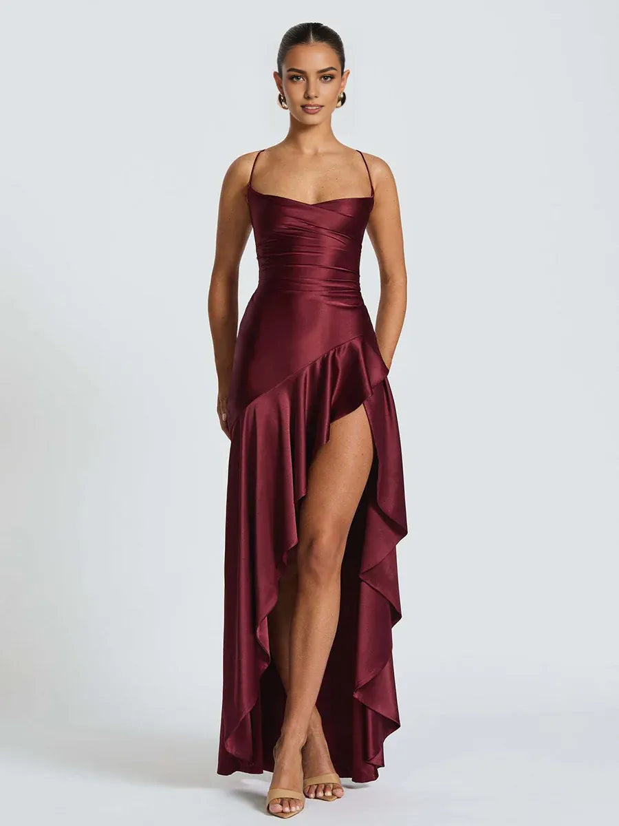 Mermaid Spaghetti Straps Sleeveless Backless Floor-Length Prom Dress