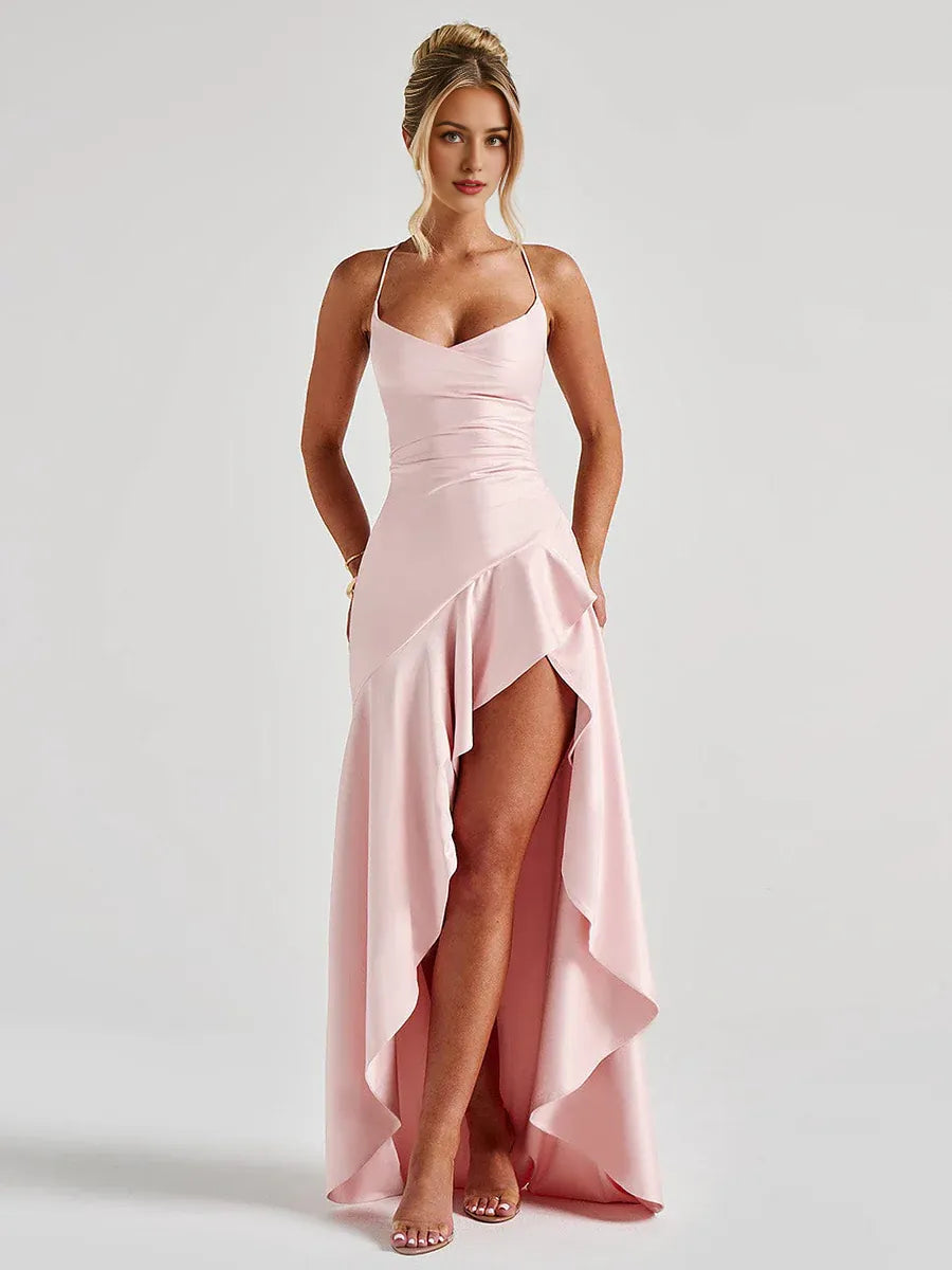 Mermaid Spaghetti Straps Sleeveless Backless Floor-Length Prom Dress