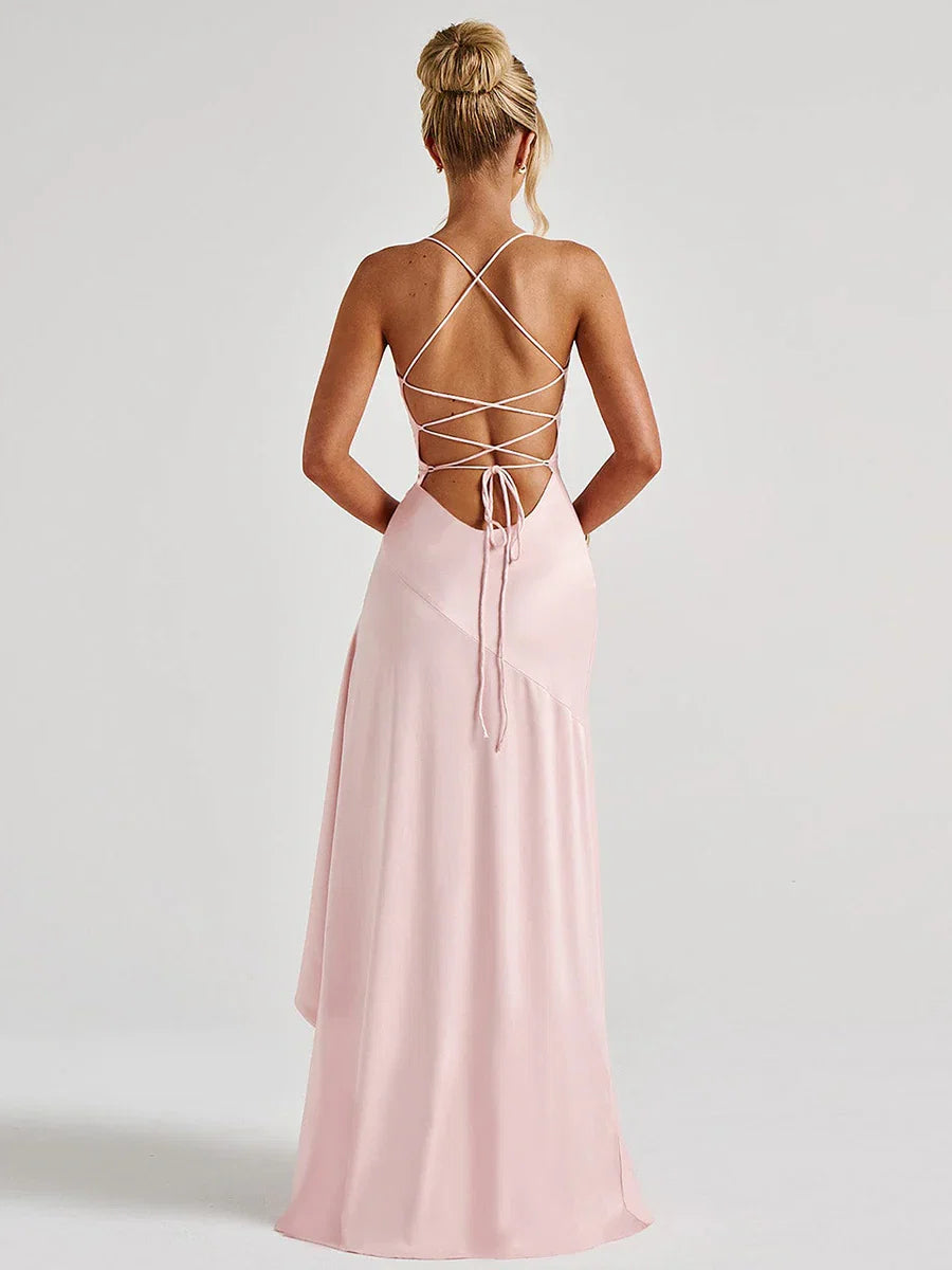Mermaid Spaghetti Straps Sleeveless Backless Floor-Length Prom Dress