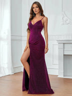 Mermaid Spaghetti Straps Sleeveless Backless Floor-Length Prom Dress