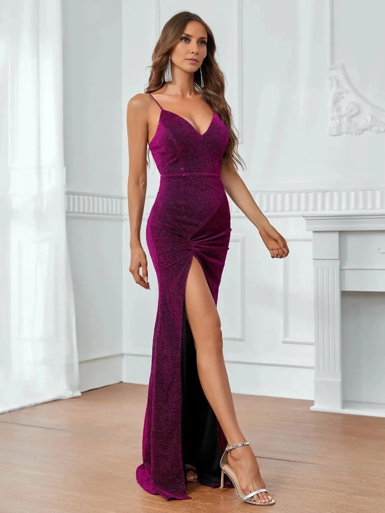 Mermaid Spaghetti Straps Sleeveless Backless Floor-Length Prom Dress