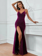 Mermaid Spaghetti Straps Sleeveless Backless Floor-Length Prom Dress