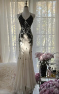 Mermaid Spaghetti Straps Sleeveless Backless Floor-Length Prom Dress