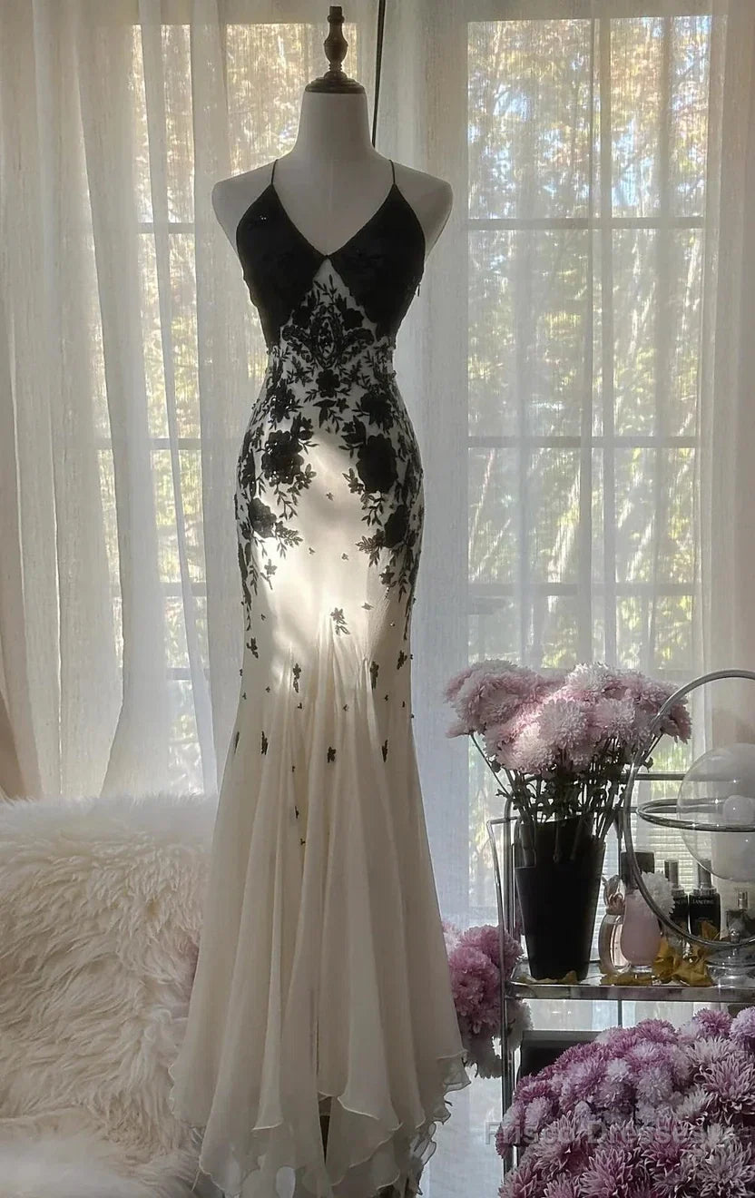 Mermaid Spaghetti Straps Sleeveless Backless Floor-Length Prom Dress