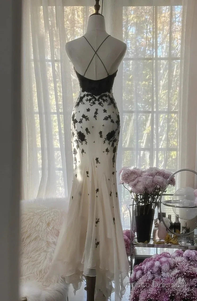 Mermaid Spaghetti Straps Sleeveless Backless Floor-Length Prom Dress