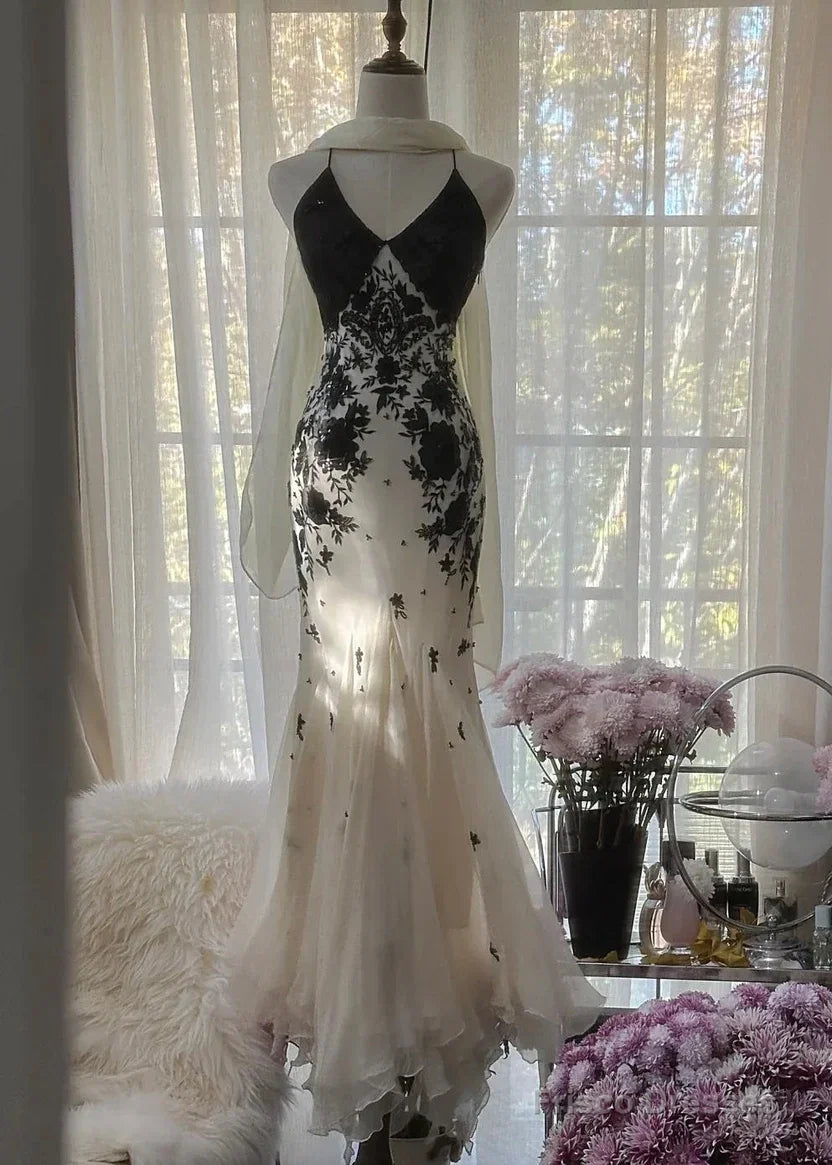 Mermaid Spaghetti Straps Sleeveless Backless Floor-Length Prom Dress