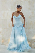 Elegant Mermaid Strapless Beaded Prom Dress With Crystal Embellishments Pleated Bodice For Prom Night