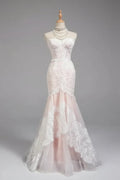 Mermaid Wedding Dress Blush Pink With Floral Lace Corset Bodice Strapless For Modern Bride Timeless Charm