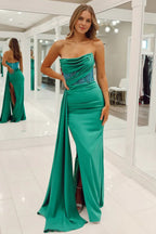 Mermaid Strapless Neck Sleeveless Zipper Up Floor-Length Prom Dress