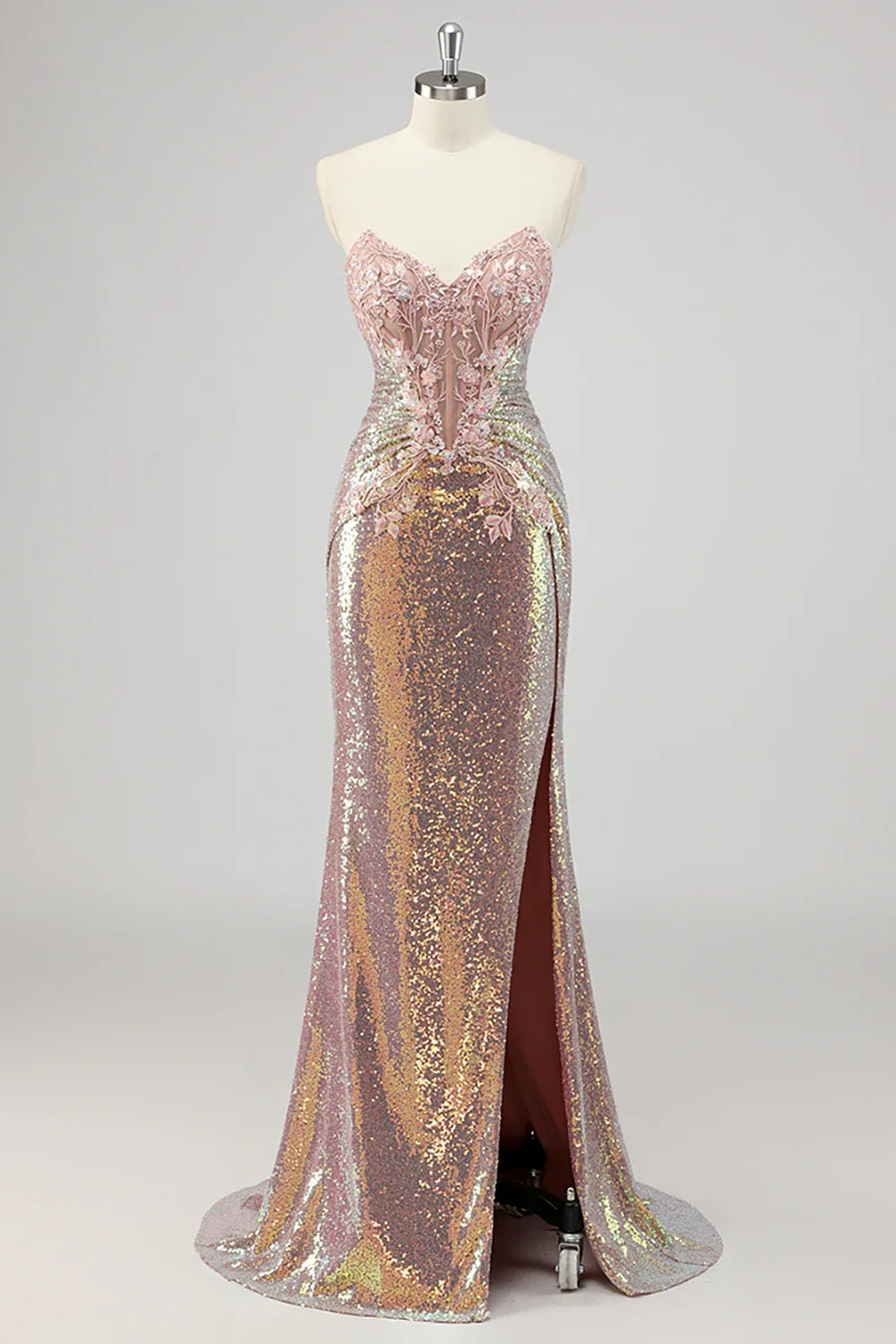 Mermaid Strapless Sleeveless Zipper Up Floor-Length Prom Dress