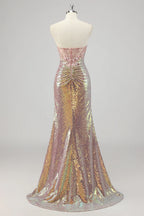 Mermaid Strapless Sleeveless Zipper Up Floor-Length Prom Dress
