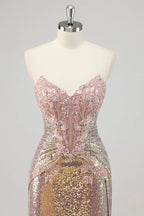 Mermaid Strapless Sleeveless Zipper Up Floor-Length Prom Dress