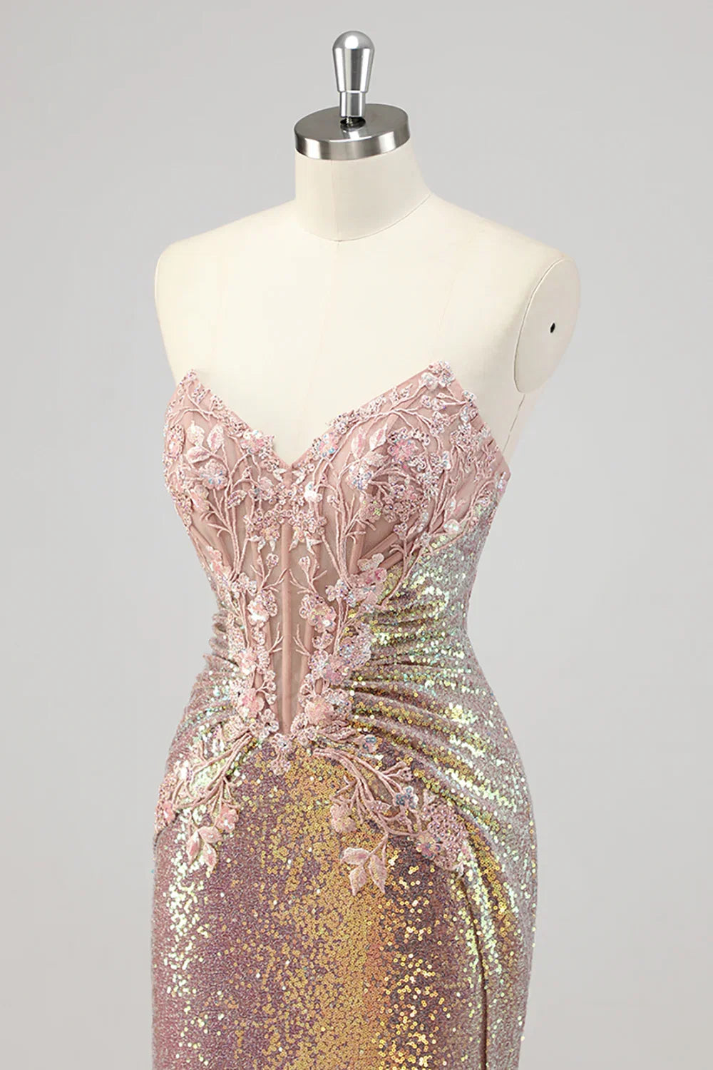 Mermaid Strapless Sleeveless Zipper Up Floor-Length Prom Dress