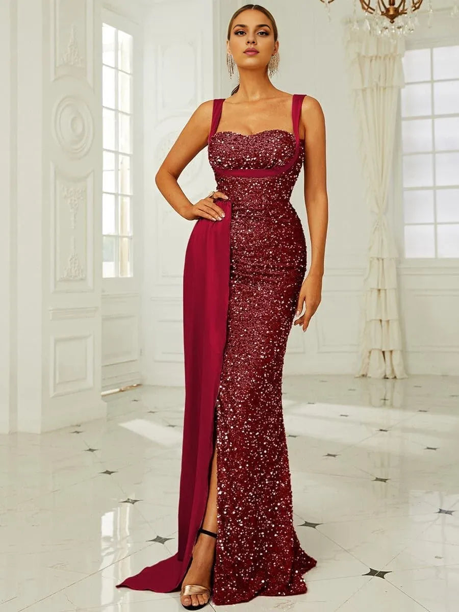 Mermaid Sweetheart Neck Sleeveless Zipper Up Sweep/Brush Train Prom Dress