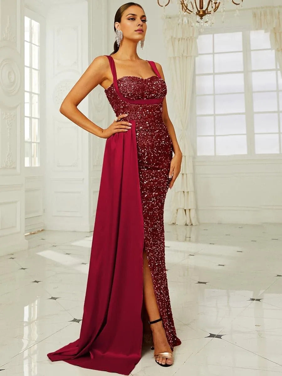 Mermaid Sweetheart Neck Sleeveless Zipper Up Sweep/Brush Train Prom Dress