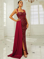 Mermaid Sweetheart Neck Sleeveless Zipper Up Sweep/Brush Train Prom Dress