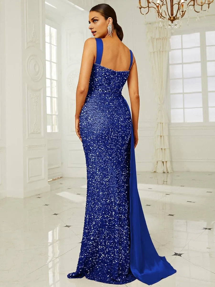 Mermaid Sweetheart Neck Sleeveless Zipper Up Sweep/Brush Train Prom Dress