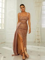 Mermaid Sweetheart Neck Sleeveless Zipper Up Sweep/Brush Train Prom Dress