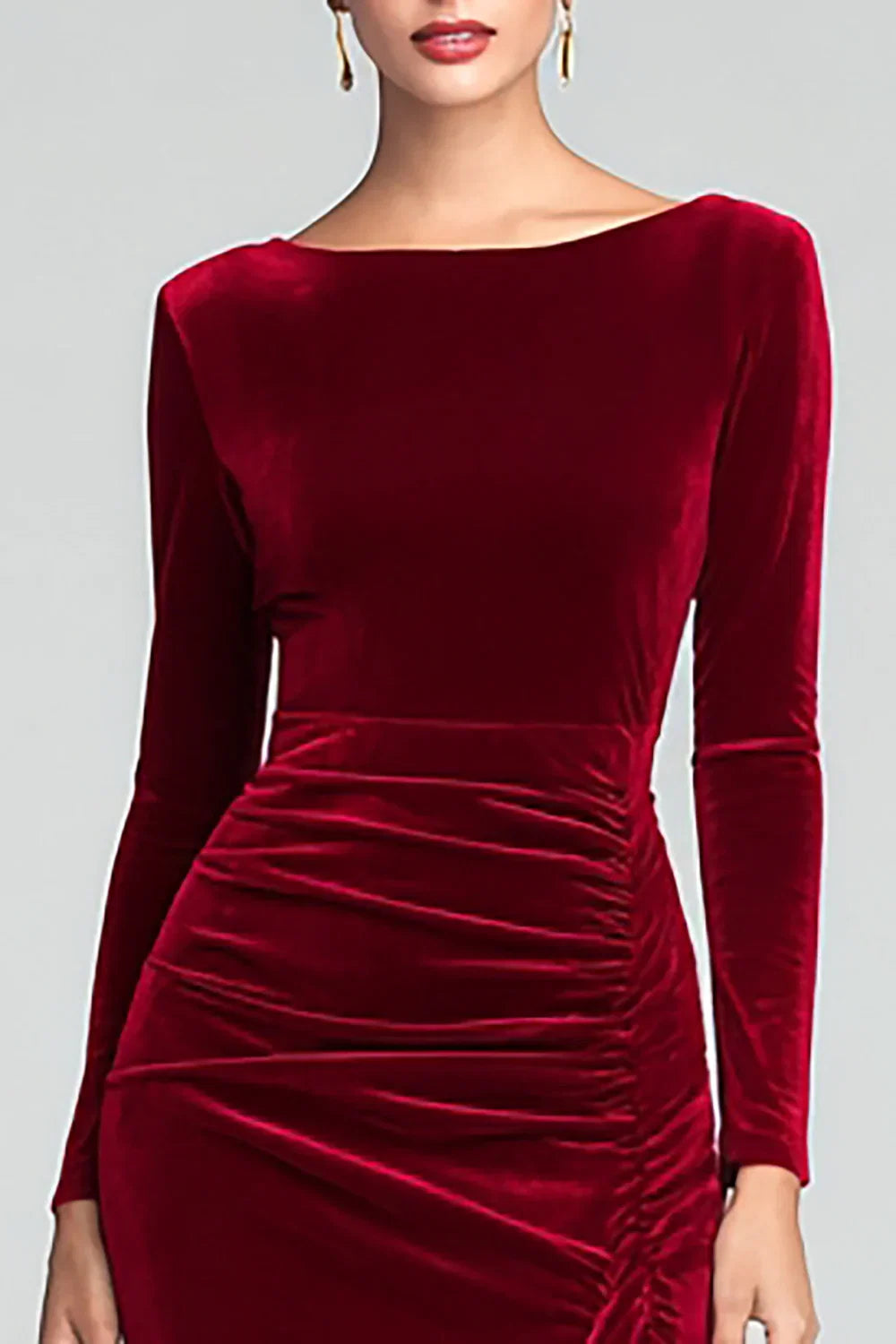 Mermaid/Trumpet Boat Neck Long Sleeves Floor-Length Evening Dress