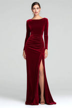 Mermaid/Trumpet Boat Neck Long Sleeves Floor-Length Evening Dress