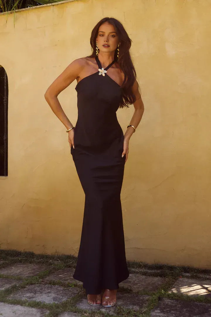 Mermaid/Trumpet Halter Neck Sleeveless Open Back Floor-Length Prom Dress