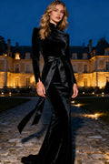 Mermaid/Trumpet High Neck Long Sleeve Sweep/Brush Train Prom Dress
