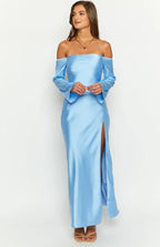 Mermaid/Trumpet Off-the-Shoulder Long Sleeve Backless Ankle-Length Prom Dress