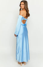 Mermaid/Trumpet Off-the-Shoulder Long Sleeve Backless Ankle-Length Prom Dress