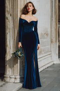 Mermaid/Trumpet Off the Shoulder Long Sleeve Floor-Length Evening Dress