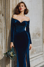 Mermaid/Trumpet Off the Shoulder Long Sleeve Floor-Length Evening Dress