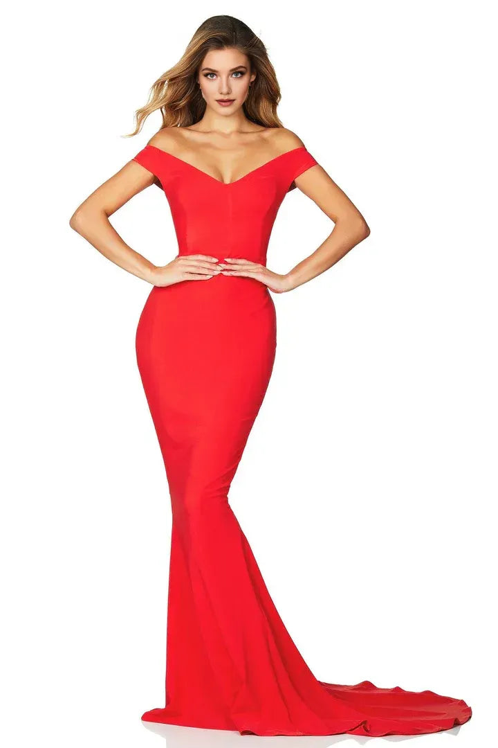 Mermaid/Trumpet Off the Shoulder Sleeveless Backless Sweep/Brush Train Prom Dress