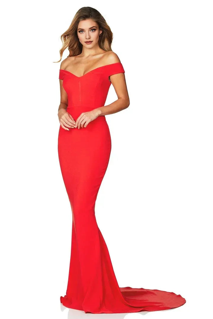 Mermaid/Trumpet Off the Shoulder Sleeveless Backless Sweep/Brush Train Prom Dress