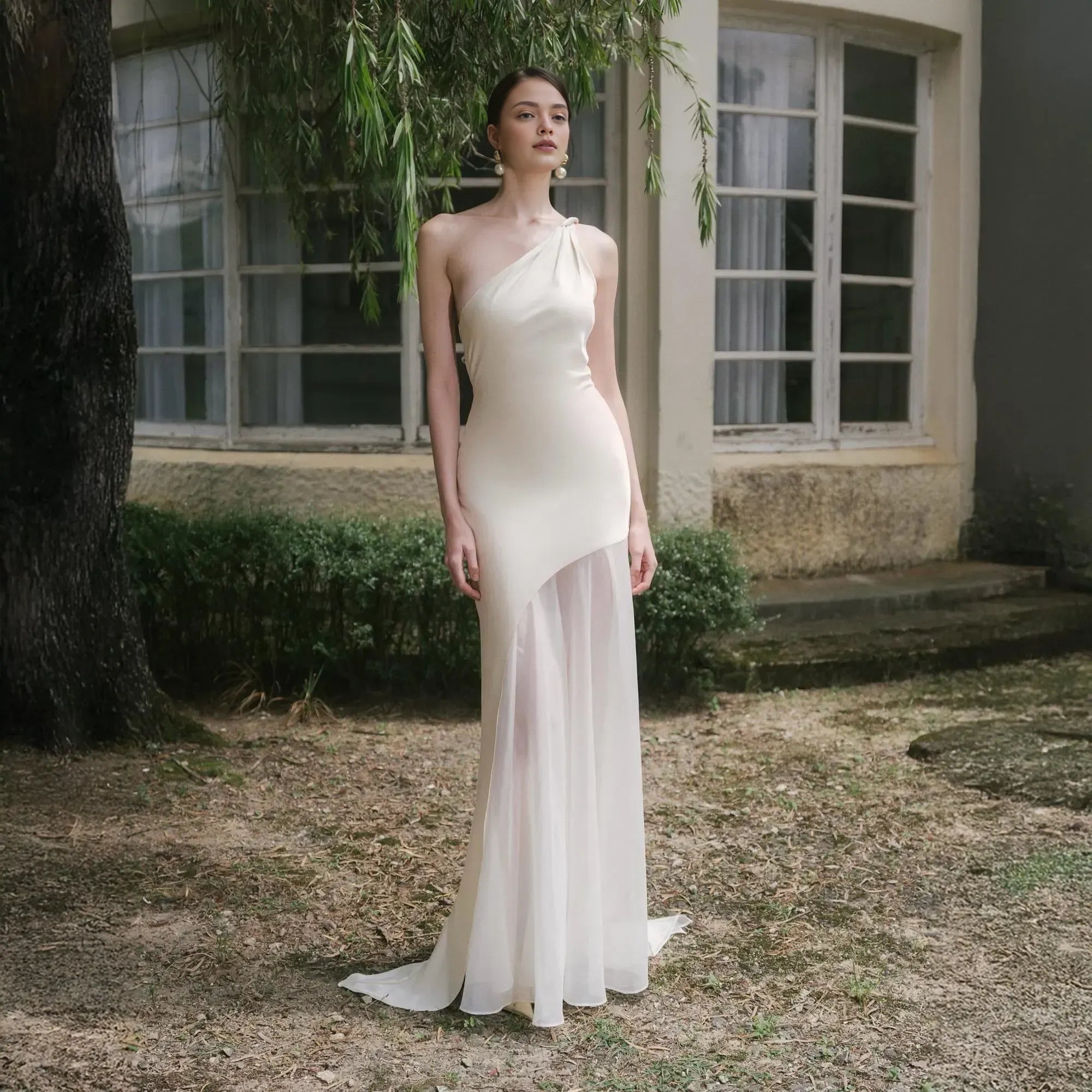 Mermaid/Trumpet One Shoulder Sleeveless Backless Floor-Length Prom Dress