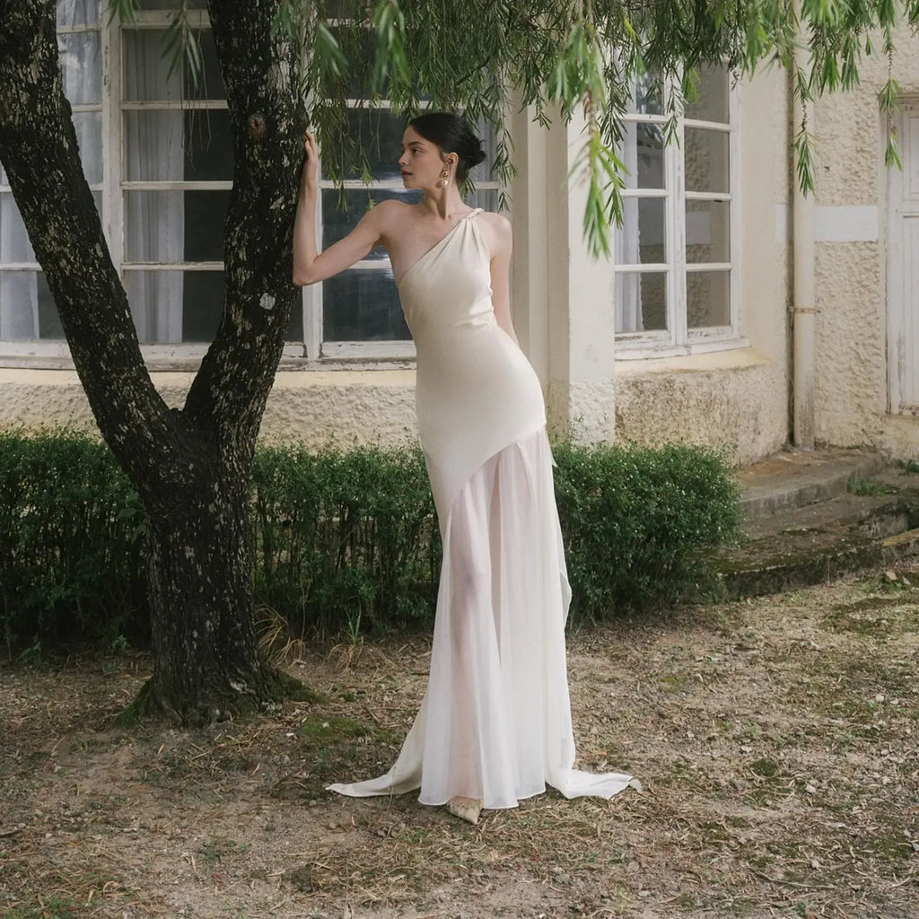Mermaid/Trumpet One Shoulder Sleeveless Backless Floor-Length Prom Dress