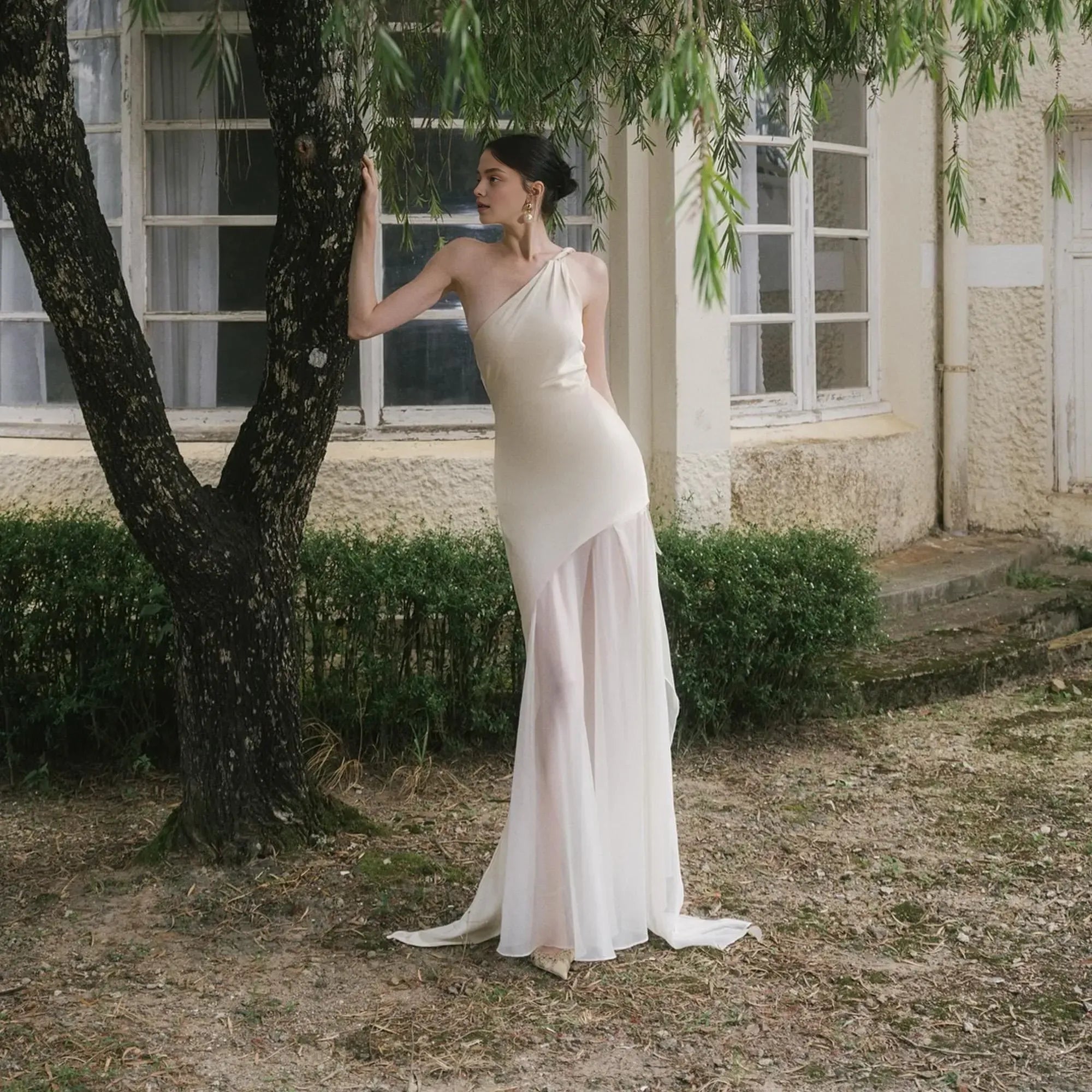 Mermaid/Trumpet One Shoulder Sleeveless Backless Floor-Length Prom Dress