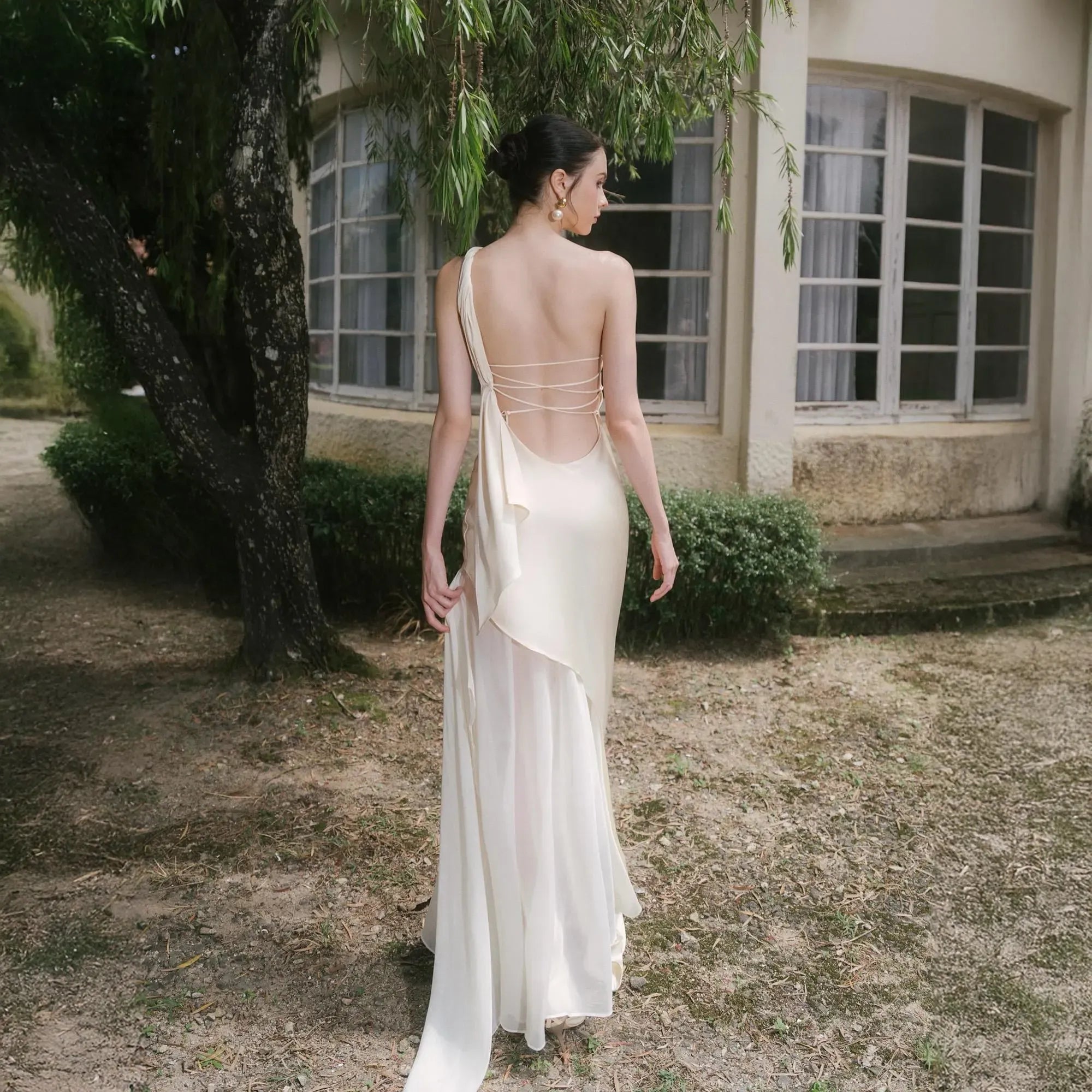 Mermaid/Trumpet One Shoulder Sleeveless Backless Floor-Length Prom Dress