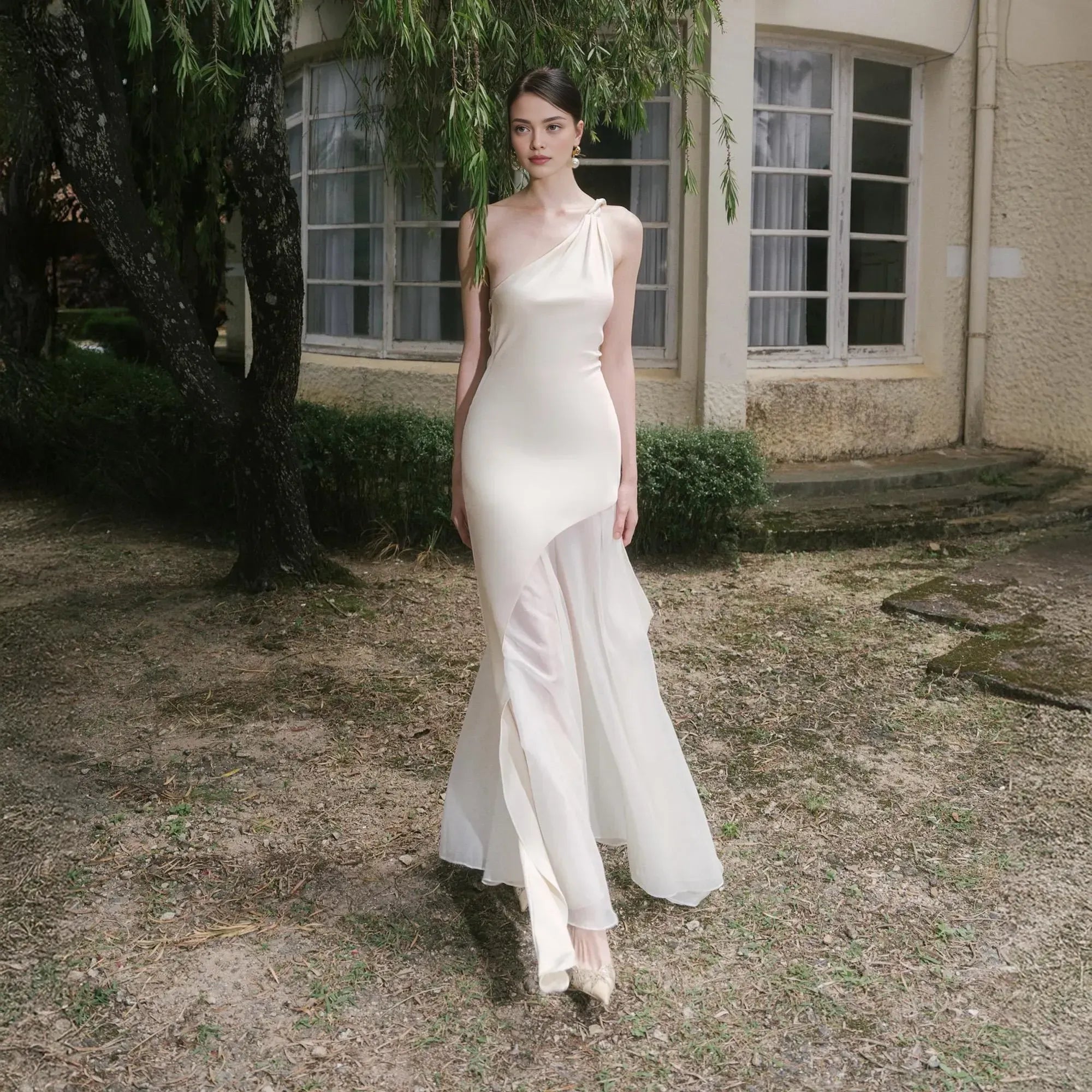Mermaid/Trumpet One Shoulder Sleeveless Backless Floor-Length Prom Dress