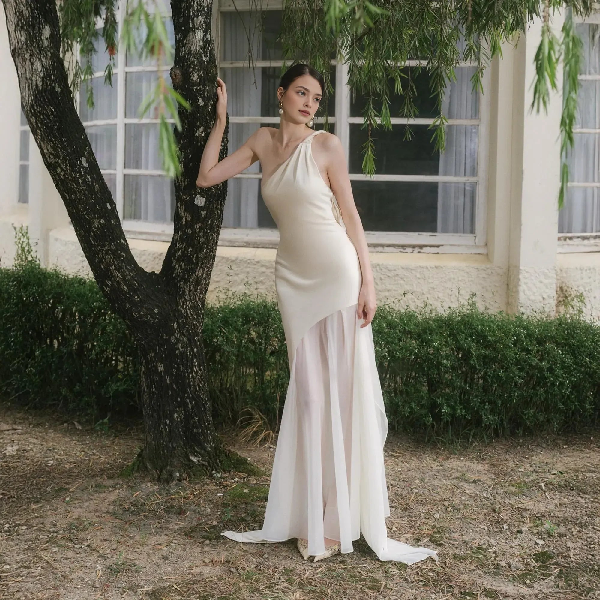 Mermaid/Trumpet One Shoulder Sleeveless Backless Floor-Length Prom Dress