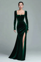 Mermaid/Trumpet Square Neck Long Sleeve Floor-Length Evening Dress