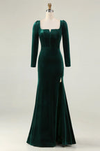 Mermaid/Trumpet Square Neck Long Sleeve Floor-Length Evening Dress