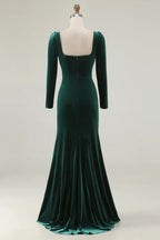 Mermaid/Trumpet Square Neck Long Sleeve Floor-Length Evening Dress