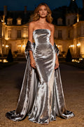 Mermaid/Trumpet Strapless Sleeveless Sweep/Brush Train Winter Prom Dress