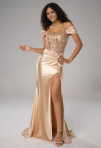 Mermaid U-Neck Floor Length Spaghetti Straps Prom Dresses Sleeveless Off the Shoulder Evening Dresses Price